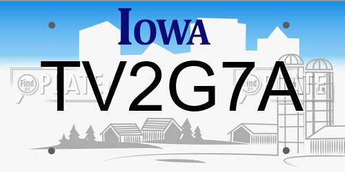 TV2G7A Iowa License Plate