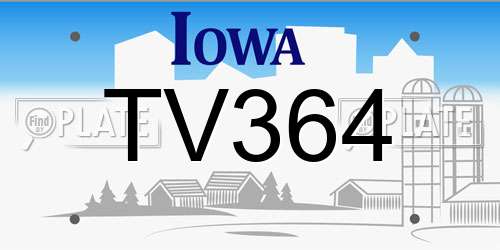 TV364 Iowa License Plate
