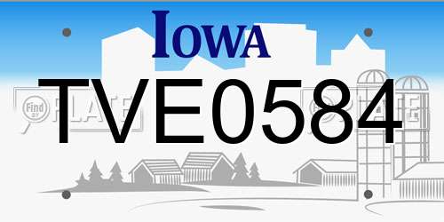 TVE0584 Iowa License Plate