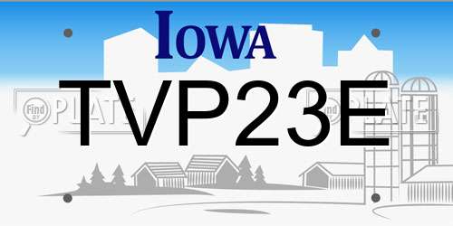 TVP23E Iowa License Plate
