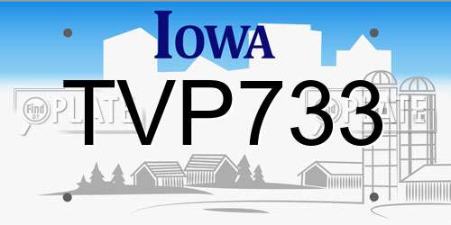 TVP733 Iowa License Plate