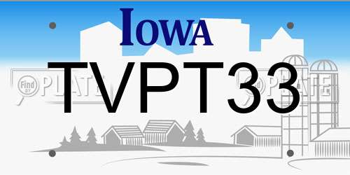 TVPT33 Iowa License Plate