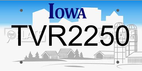 TVR2250 Iowa License Plate