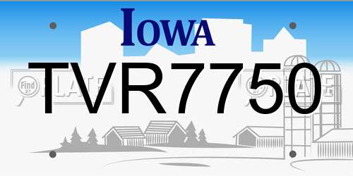 TVR7750 Iowa License Plate