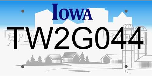 TW2G044 Iowa License Plate