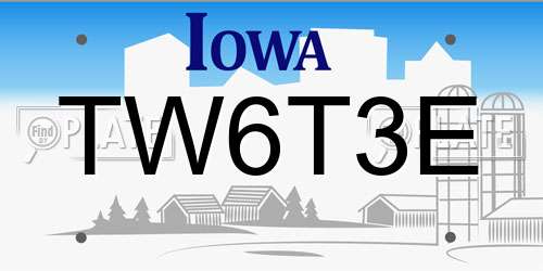 TW6T3E Iowa License Plate