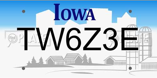 TW6Z3E Iowa License Plate