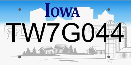 TW7G044 Iowa License Plate