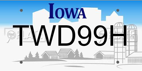 TWD99H Iowa License Plate