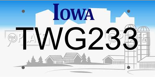 TWG233 Iowa License Plate