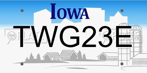 TWG23E Iowa License Plate