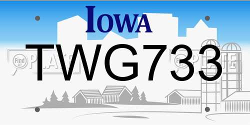 TWG733 Iowa License Plate