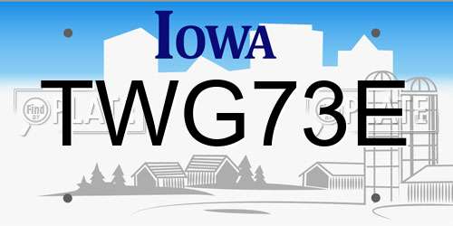 TWG73E Iowa License Plate