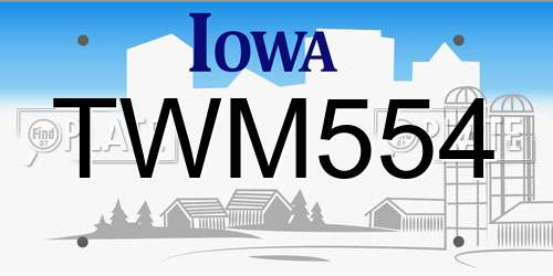 TWM554 Iowa License Plate