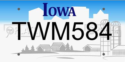 TWM584 Iowa License Plate