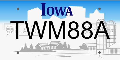 TWM88A Iowa License Plate