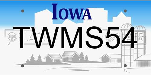 TWMS54 Iowa License Plate
