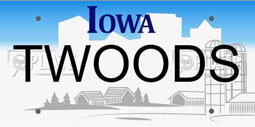 TWOODS Iowa License Plate