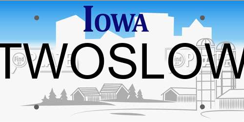 TWOSLOW Iowa License Plate