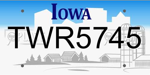 TWR5745 Iowa License Plate