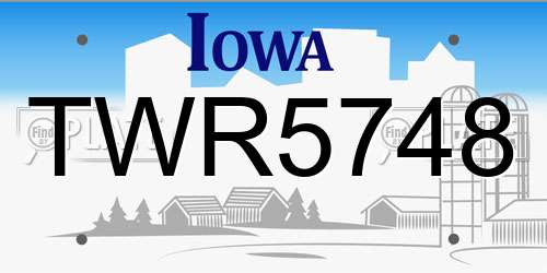 TWR5748 Iowa License Plate