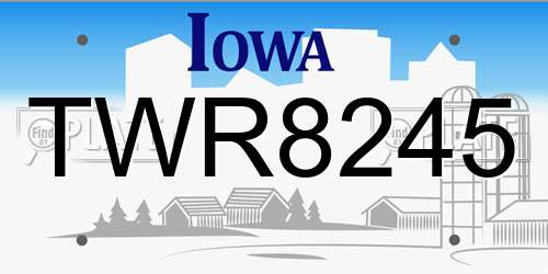 TWR8245 Iowa License Plate