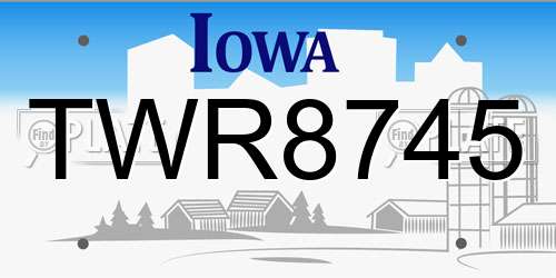 TWR8745 Iowa License Plate