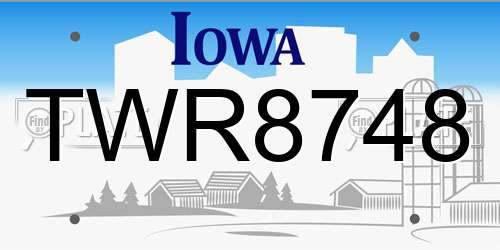 TWR8748 Iowa License Plate