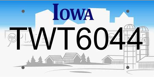 TWT6044 Iowa License Plate