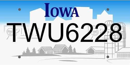 TWU6228 Iowa License Plate