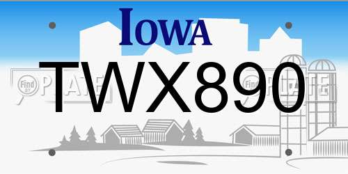 TWX890 Iowa License Plate
