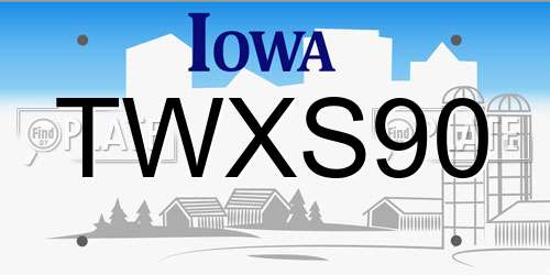 TWXS90 Iowa License Plate