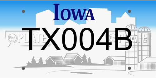 TX004B Iowa License Plate
