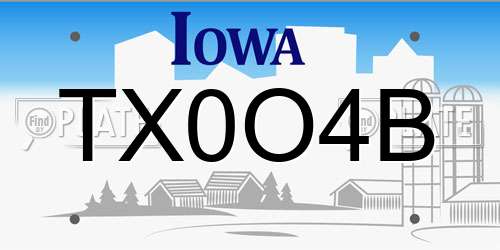TX0O4B Iowa License Plate
