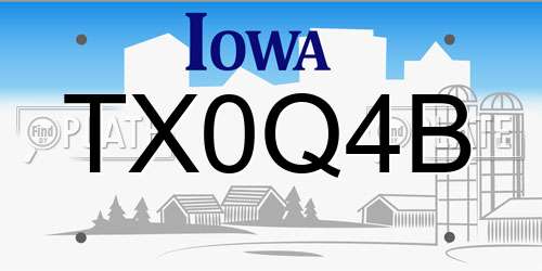 TX0Q4B Iowa License Plate
