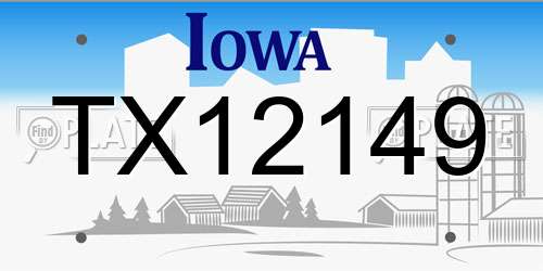 TX12149 Iowa License Plate