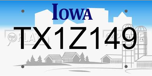 TX1Z149 Iowa License Plate