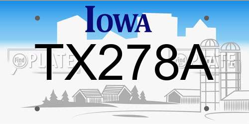 TX278A Iowa License Plate