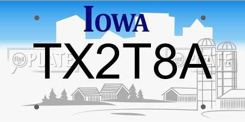 TX2T8A Iowa License Plate