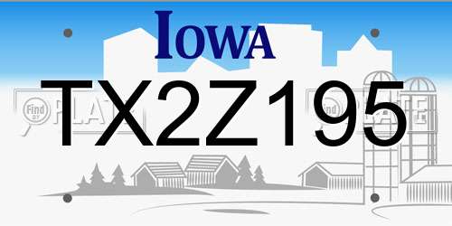 TX2Z195 Iowa License Plate