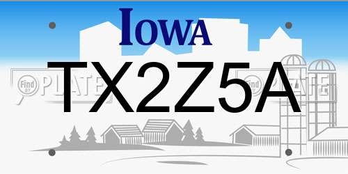 TX2Z5A Iowa License Plate
