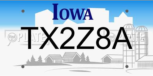 TX2Z8A Iowa License Plate