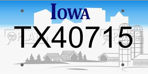 TX40715 Iowa License Plate
