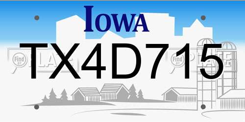 TX4D715 Iowa License Plate