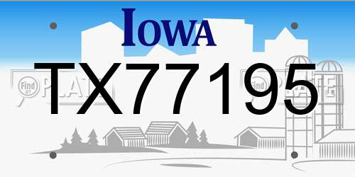TX77195 Iowa License Plate