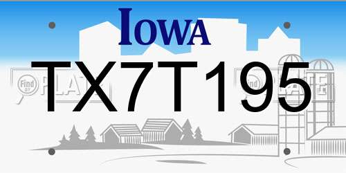 TX7T195 Iowa License Plate