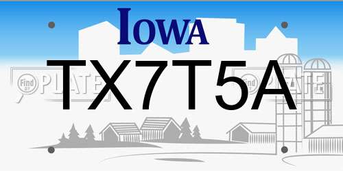 TX7T5A Iowa License Plate