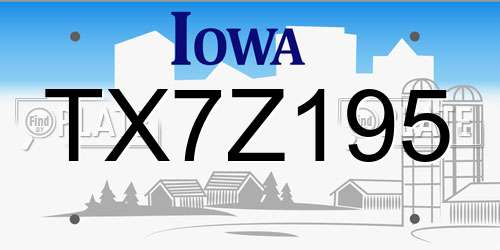 TX7Z195 Iowa License Plate