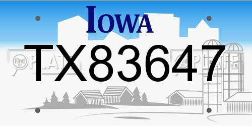 TX83647 Iowa License Plate
