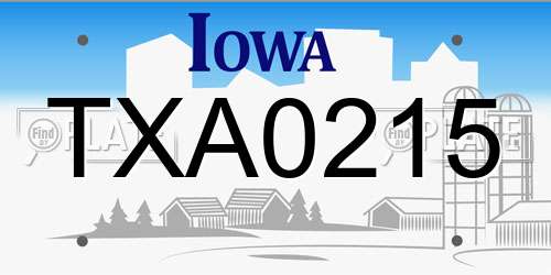 TXA0215 Iowa License Plate